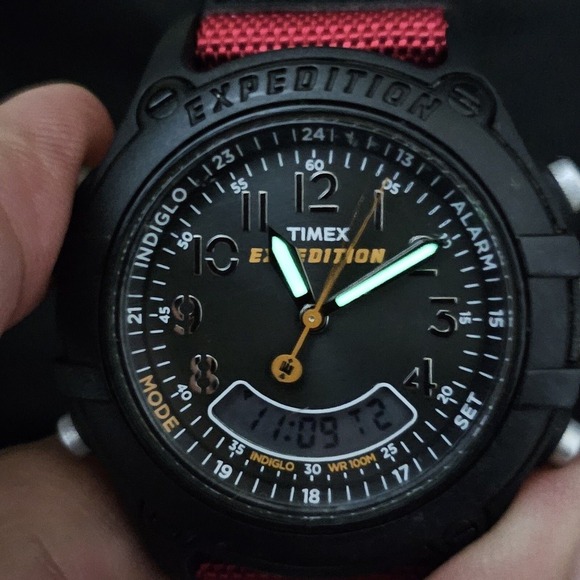 Timex Expedition Analog Digital Men's Watch 40MM NEW Red Nylon Bands NEW Battery - Picture 9 of 16